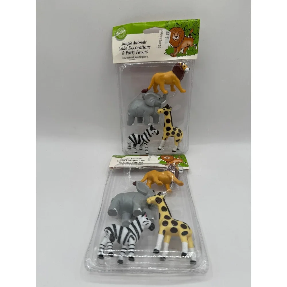 Wilton Jungle Animals Cake Toppers Decor Kids Lot of 2 Vintage 1998 Safari Zoo